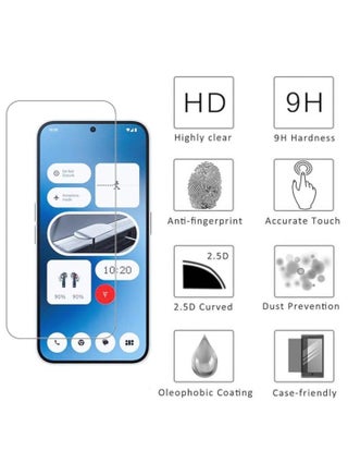 عبوة من قطعتين من واقي الشاشة الزجاجي الشفاف عالي الدقة لهاتف Nothing Phone 2A، طبقة رقيقة من الزجاج المقوى المقاوم للخدش، مناسب للحافظات، مضاد لبصمات الأصابع، مضاد للخدش - view 4